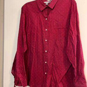 Old Navy Women Berry The Classic Polka Dot Button Cotton Blouse
